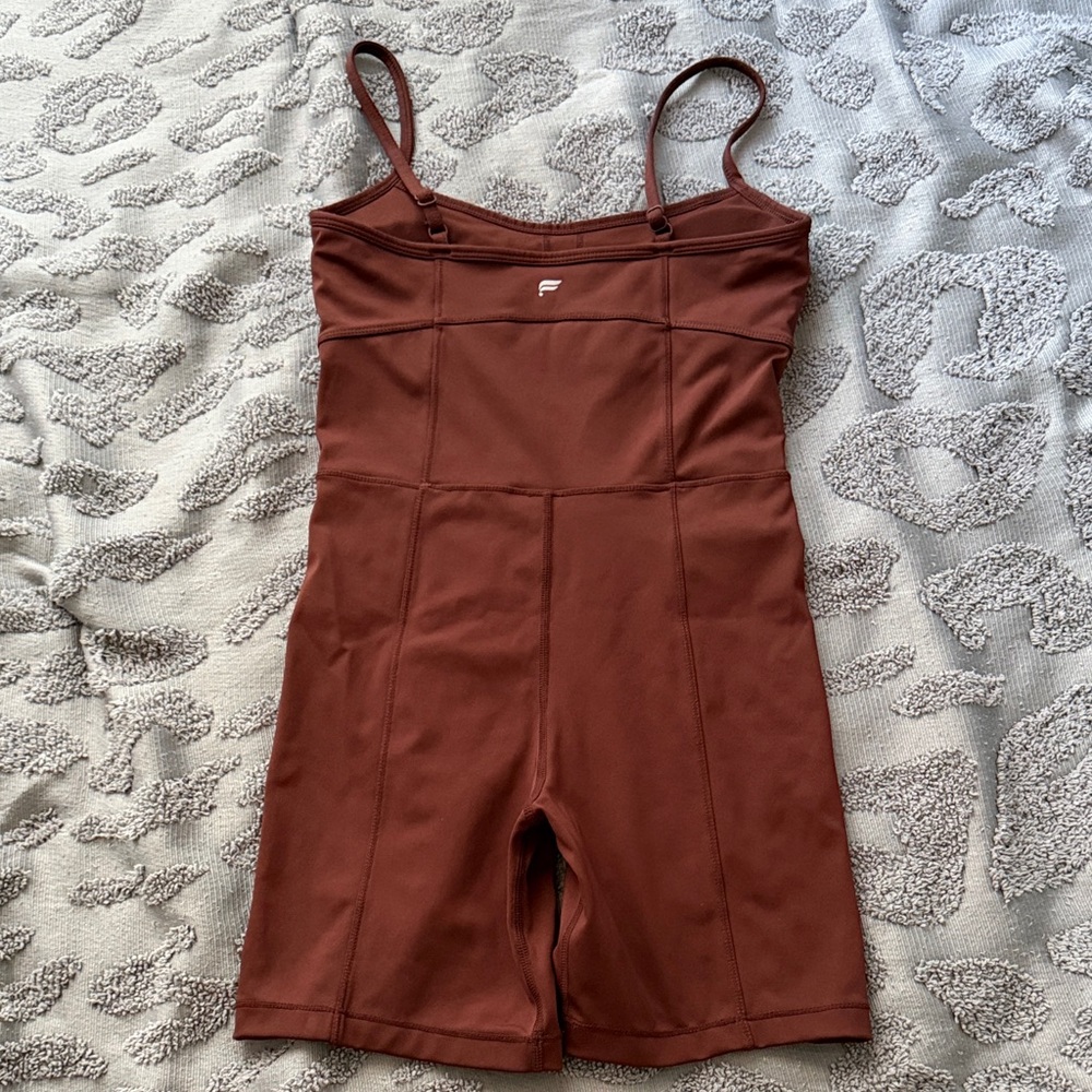 Fabletics Rust Brown Strappy Activewear Romper - image 2